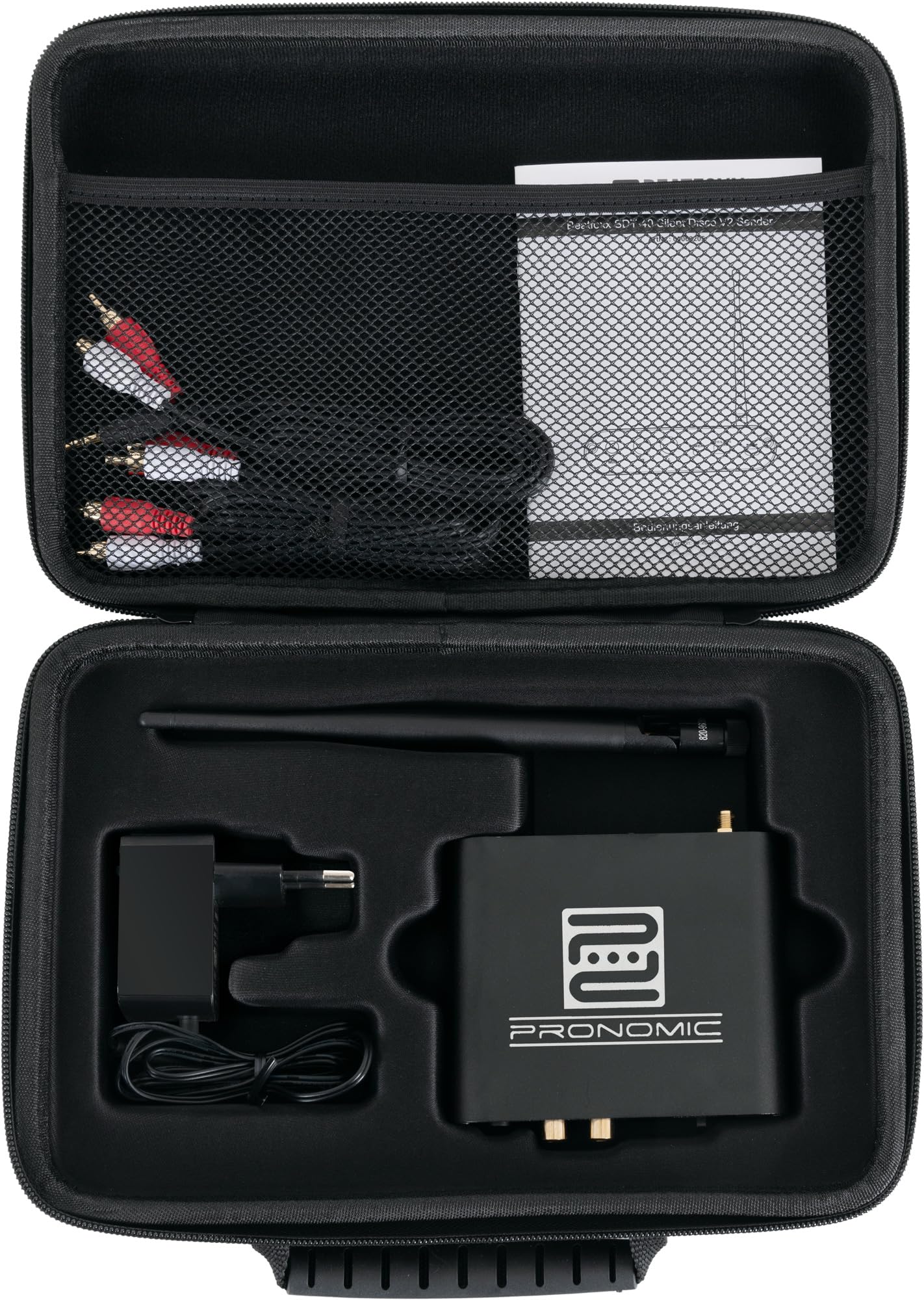 Pronomic SDT-40 Silent Disco V2 Sender - 863-865 MHz UHF Funkübertragung - bis 100 m Reichweite - Stereo Audio - Line In XLR Cinch - stabiles Metallgehäuse - für Events Partys DJ Verleih - Schwarz