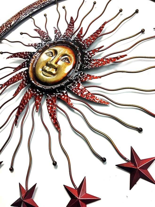 Arte de Pared Metal Sol Luna Estrellas 36 Pulgadas miniatura 4