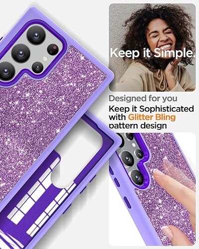 Miniatura 9 de AICase Funda para Galaxy S23 Ultra 5G  Lila púrpura brillante, resistente protección militar de 3 capas, parachoques a prueba de golpes