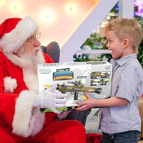 Miniatura 5 de ArtCreativity Lanzacohetes de juguete, pistola RPG con 3 cohetes de espuma, lanzacohetes iluminados para niños, sonido fresco, vibración y efectos