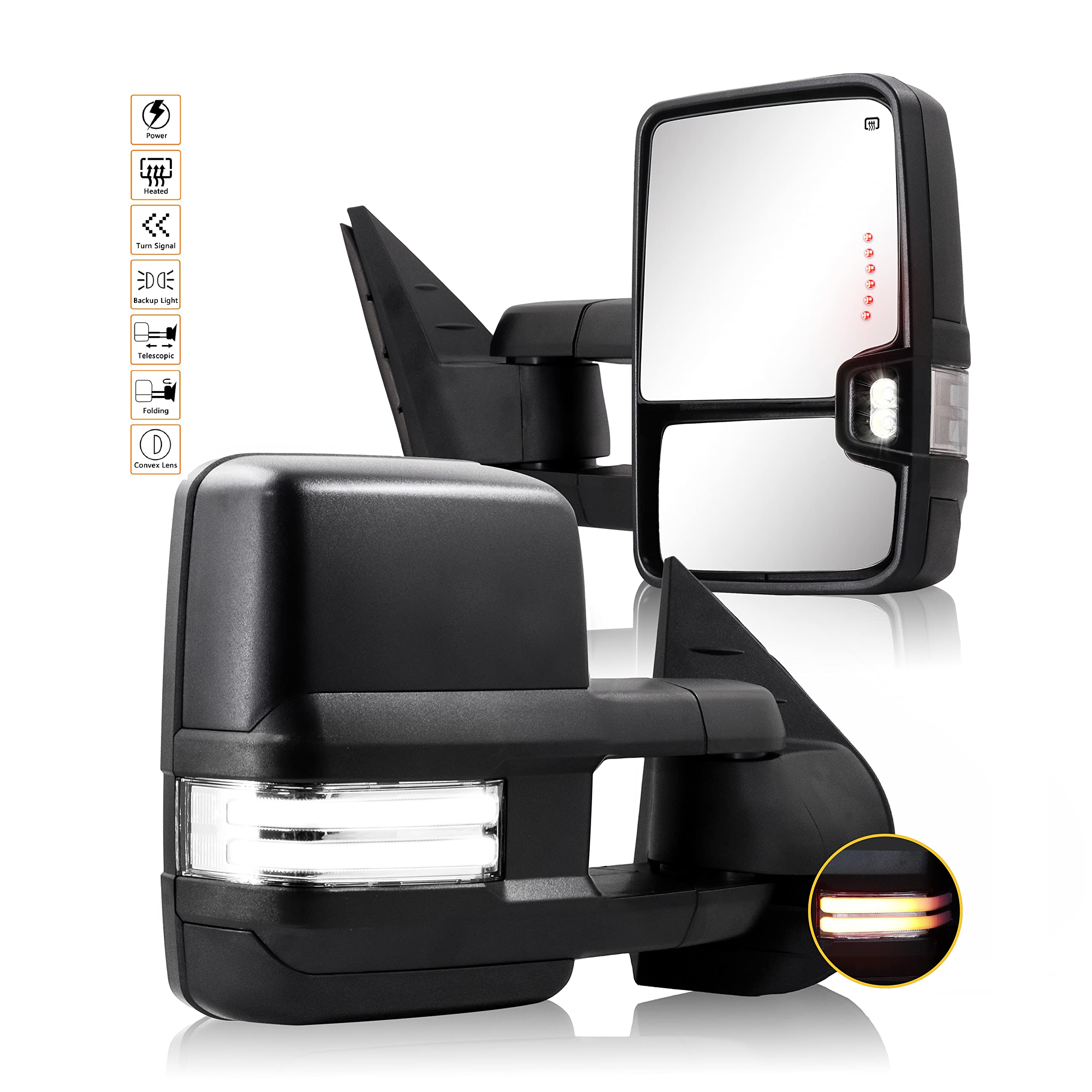Siziom Switchback Towing Mirrors, Compatible with 20072014 Chevy
