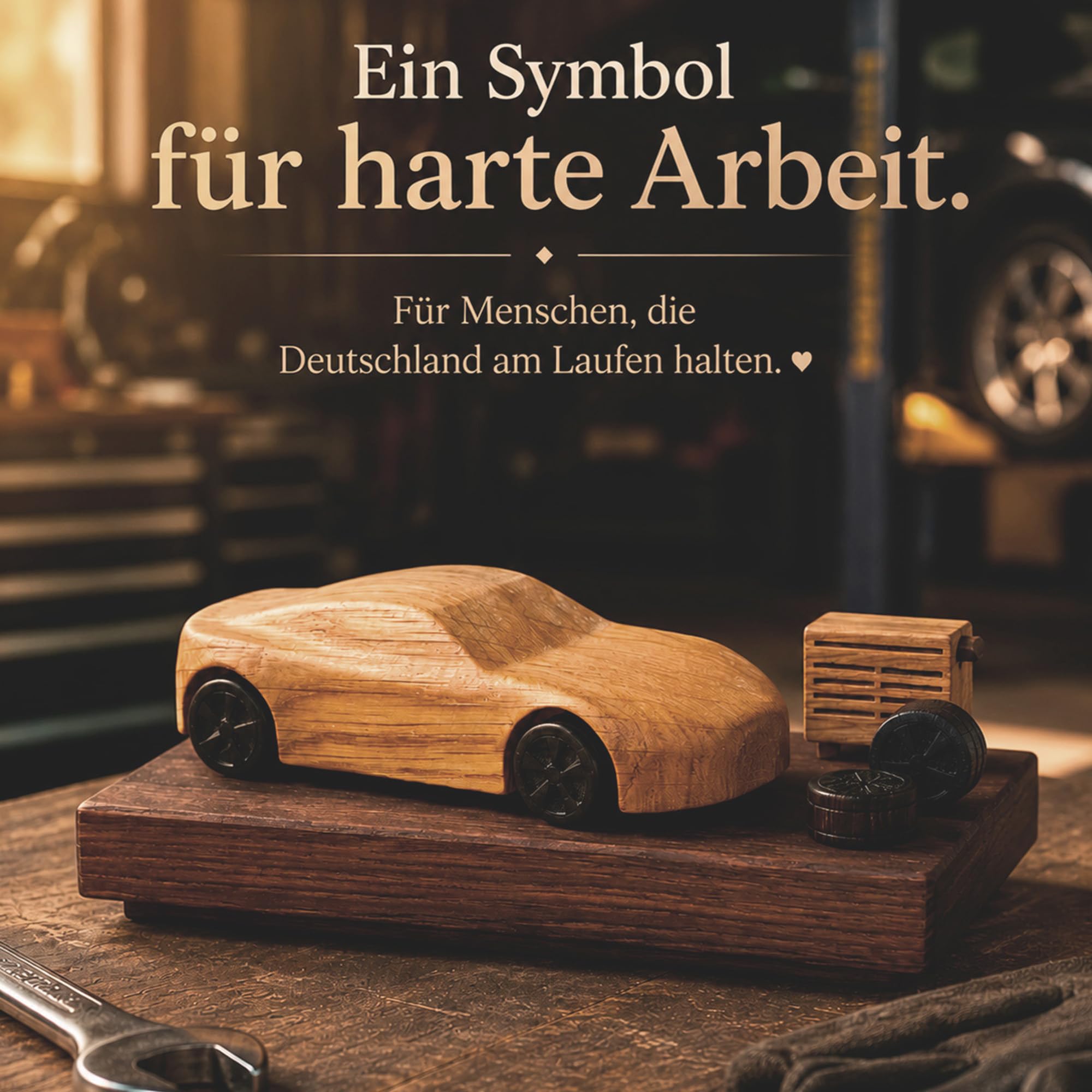 KFZ-Mechaniker Geschenk - Personalisierbare Auto-Figur aus FSC-Massivholz