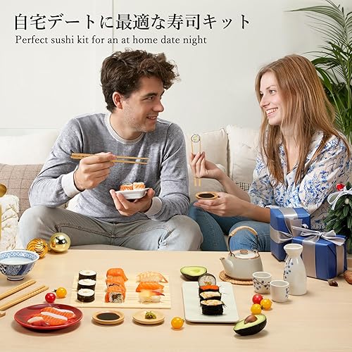 Vista 11 de Delamu Sushi Making Kit, 20 in 1 Bazooka Roller Kit with Chef’s Knife, Bamboo Mats, Rice Mold, Temaki Sushi Mats, Rice Paddle, Spreader, Chopsticks