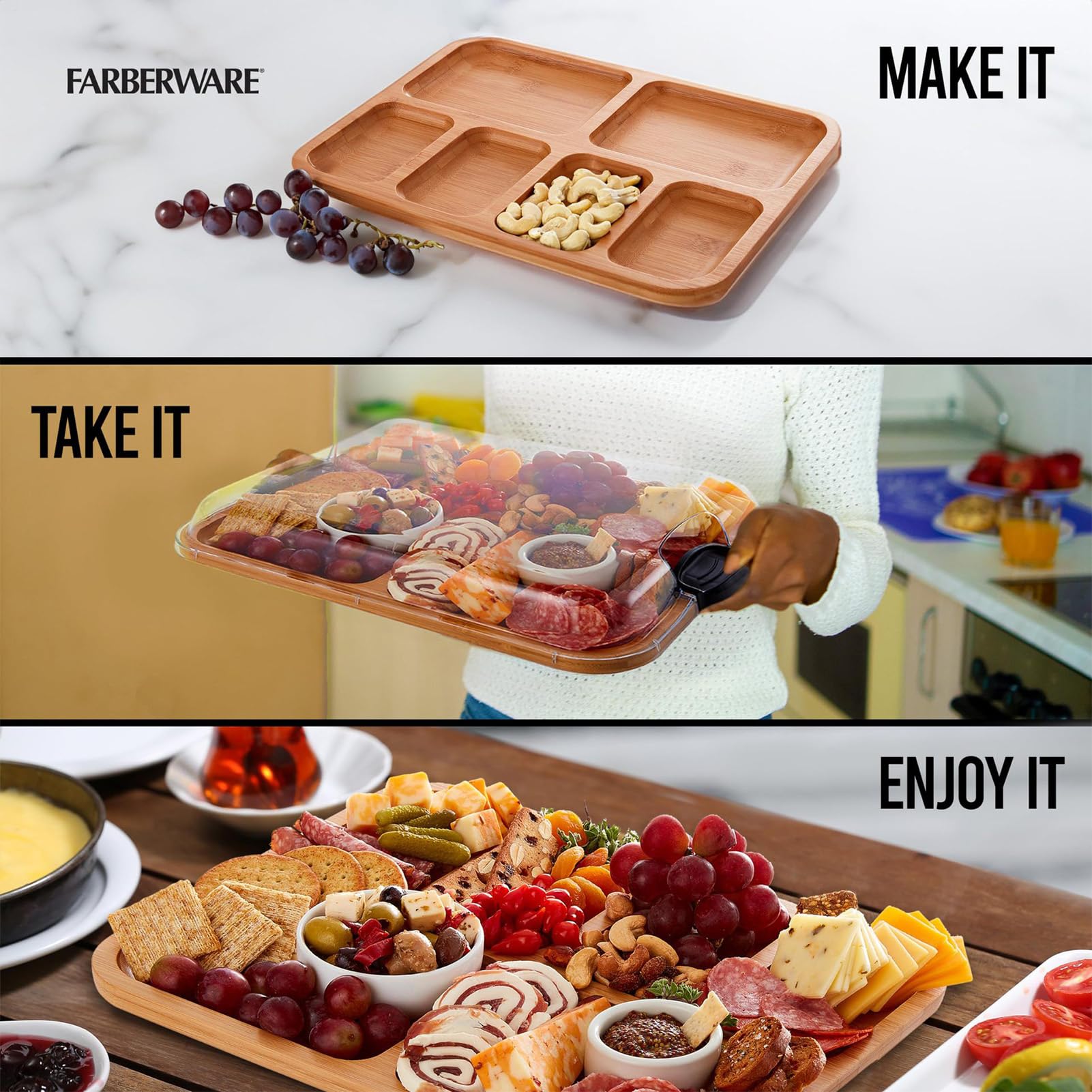 Charcuterie Board - Charcuterie Board Serviertablett | Überdachte Charcuteries Boards mit Deckel, praktisches Küchengeschirr aus Holz, Küche Servierschalen für Weihnachten, Valentinstag, Erntedankfest | Tragbares Küchenhelfer Zubehör Für Lebensmittelzuber