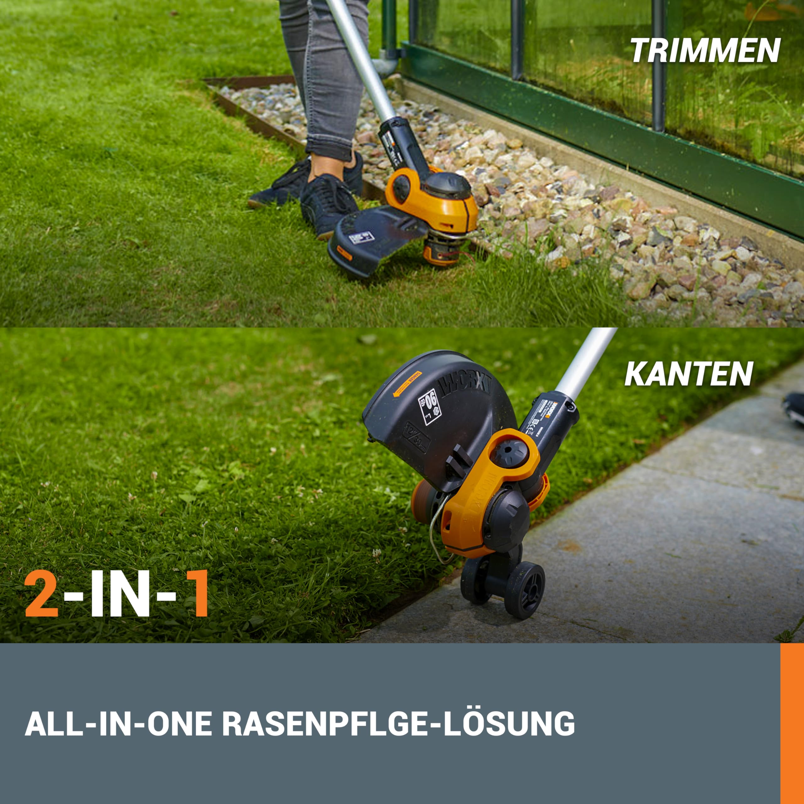WORX WG163E.9 Akku Rasentrimmer 20V 2-in-1 Rasentrimmer und Kantenschneider