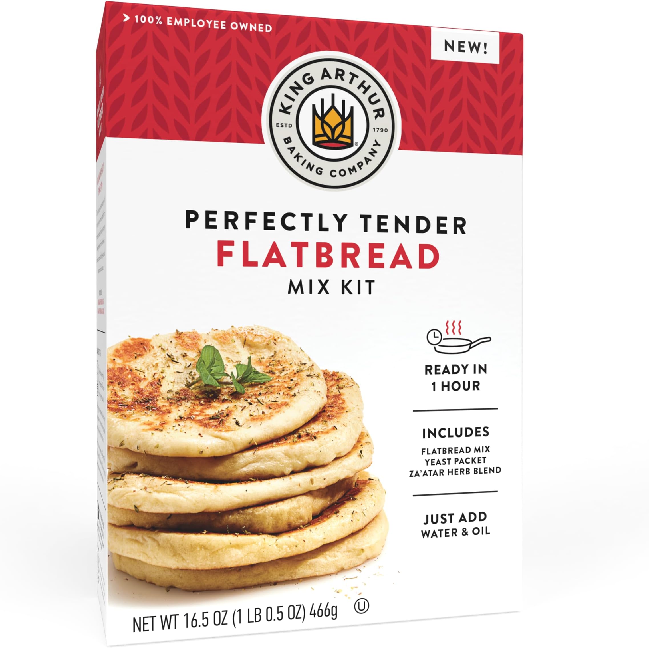 Baking Company Perfectly Tender Flatbread Mix Kit 16.5 oz., Baking Mix - Ready in 1 hour