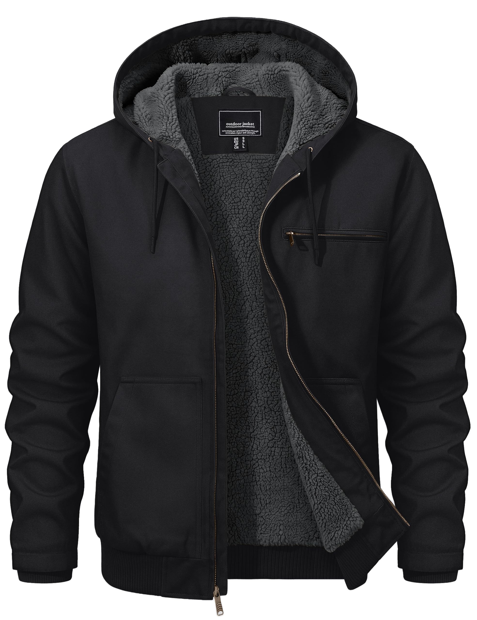 Men's Work Jacket Waterproof Duck Heavy Duty Sherpa Winter Hoodie