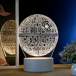 PopLumos - Luminária led 3d, abajur de mesa,star wars, estrela da morte