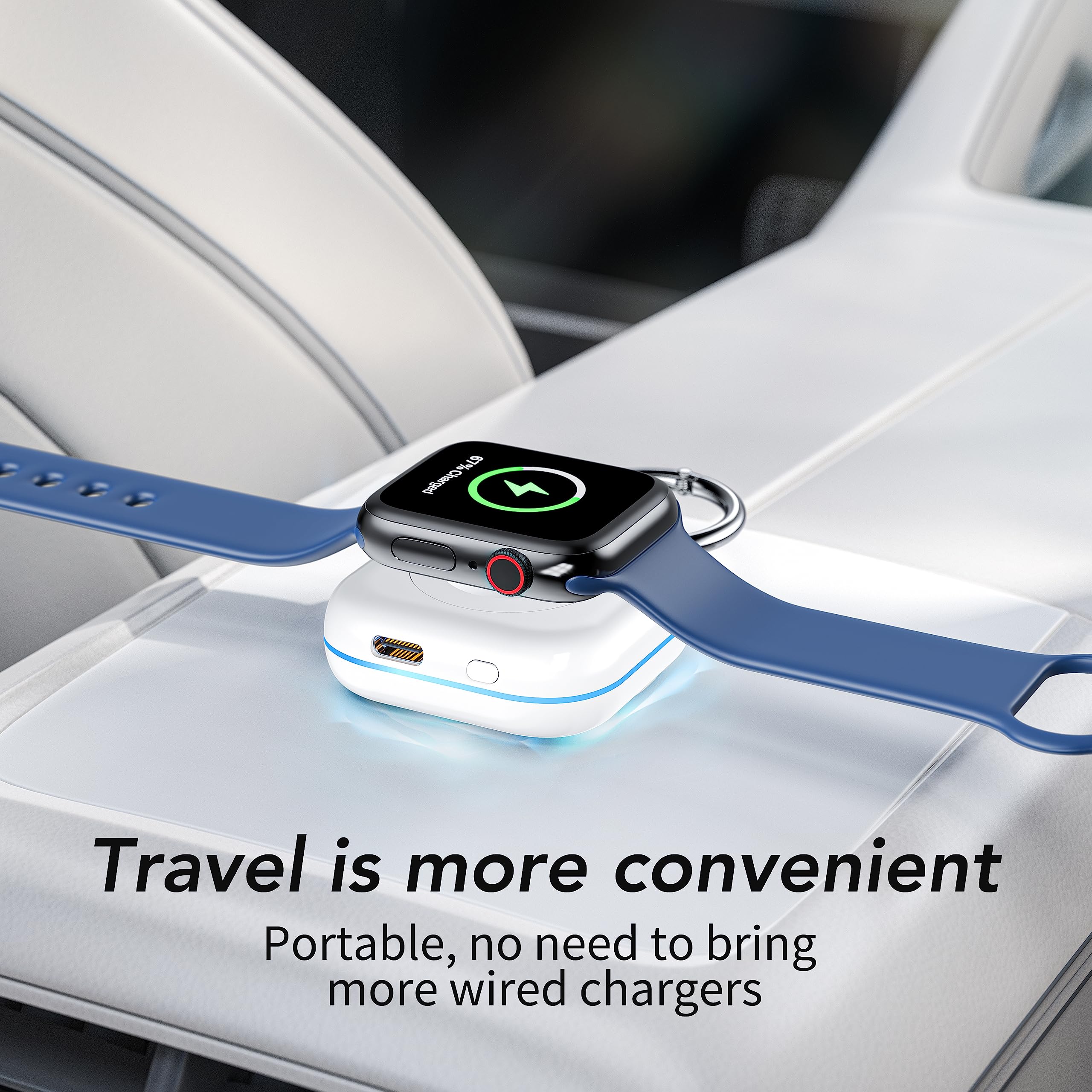 HUOTO Cargador de Reloj portátil para Apple Watch Series 9, Cargador magnético portátil para iWatch de 1200 mAh, Mini Cartera, artículos de Carga rápida, Llavero para Apple Watch Series