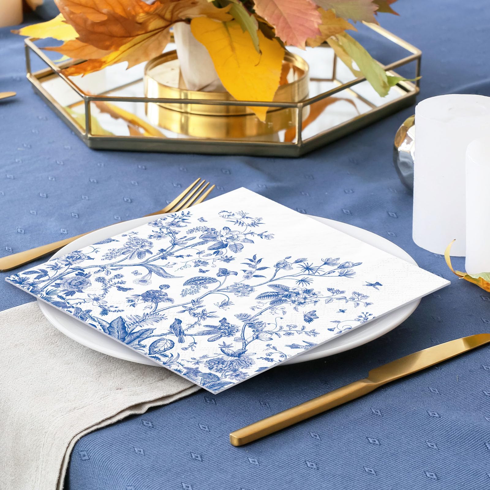 Cocktail-Servietten Mit Grünem Blumenmuster - 3-lagig, 25,4x25,4 Cm, Für Hochzeit, Baby- & Gartenparty