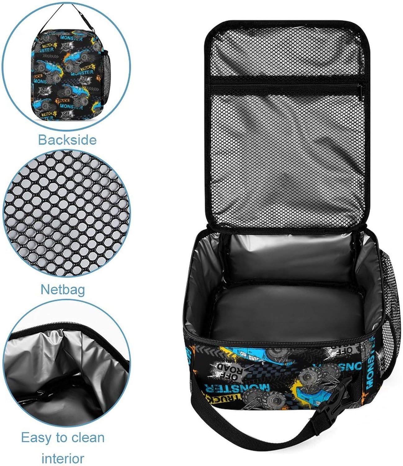 Custom 4Pcs Backpack Set with Lunch Bag Pencil Case Kids Water Bottle Add Your Name Personalized School Book Bags Customization Cartoon Truck Car Backpack for Girls Boys