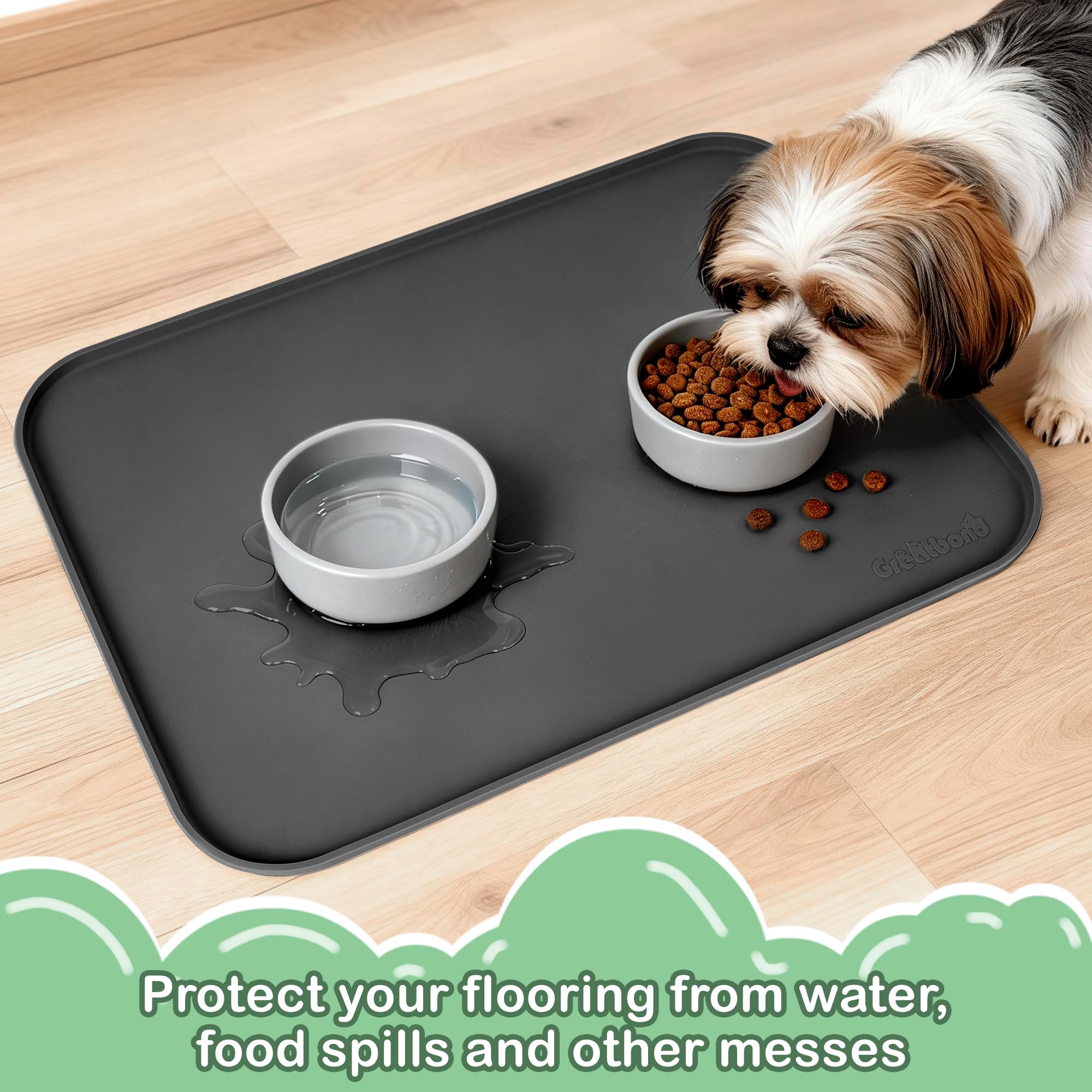 Tapis d'alimentation en silicone 100 % imperméable, résistant à la déformation, bord surélevé sans BPA, set de table antidérapant avec rebord haut pour éviter les déversements, passe au