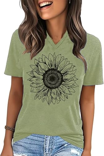 Wildflower T-Shirt for Women Vintage Boho Floral Graphic Tees Casual Plant Short