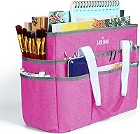 Vista 26 de JJRING Bolsa Organizadora de Transporte para Manualidades, Organizador de Almacenamiento de Arte con Múltiples Bolsillos, Bolsa de Costura Morado