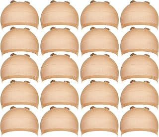 Teenitor 20 Pack Beige Wig Caps for Women - Stretchy Breathable Nylon Stocking Caps Secure Wigs All Day