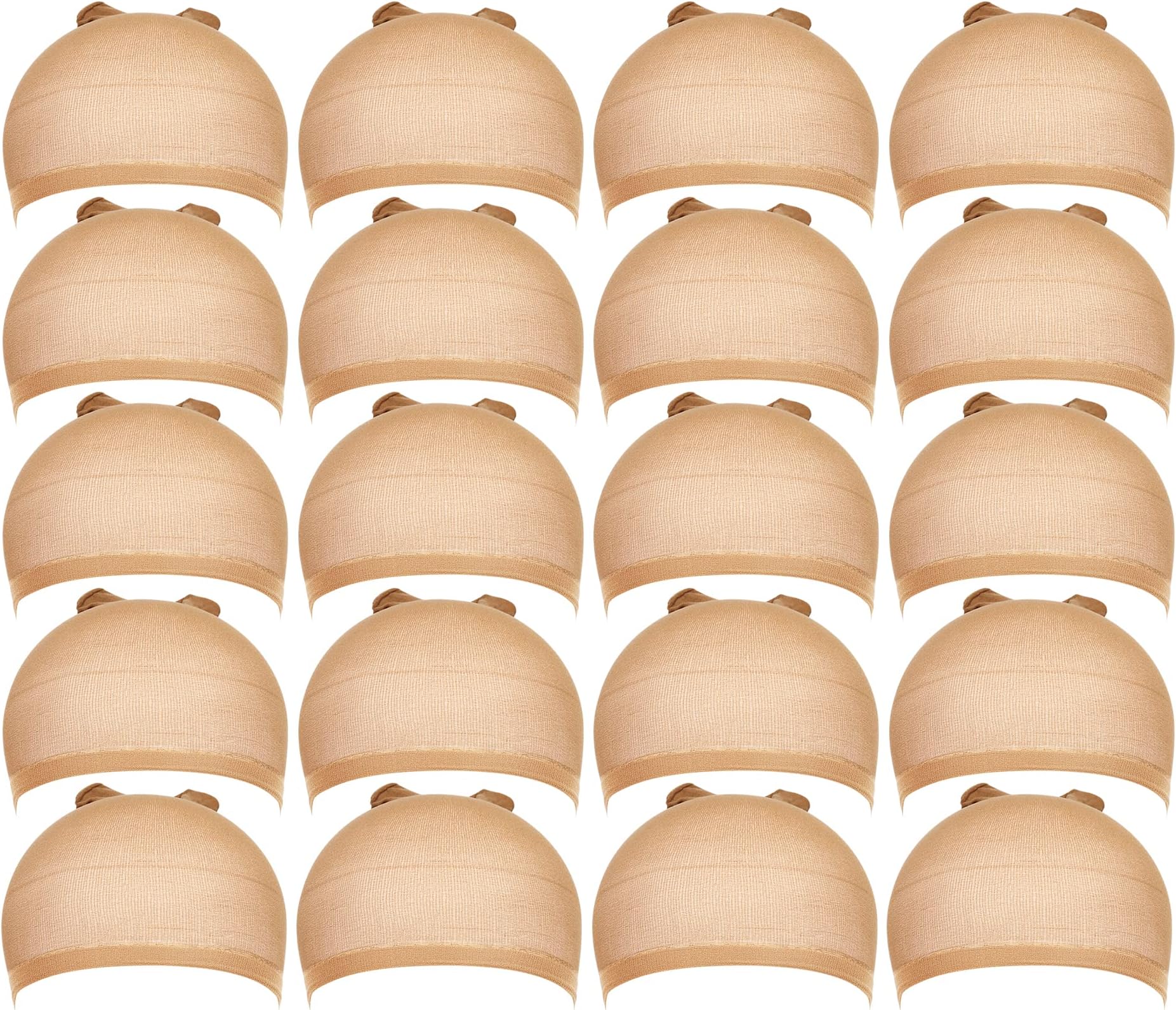 Teenitor Wig Cap, 20pcs Stocking Caps for Wigs, Tan Wig Cap for Women, Stretchy Nylon WigCap Beige