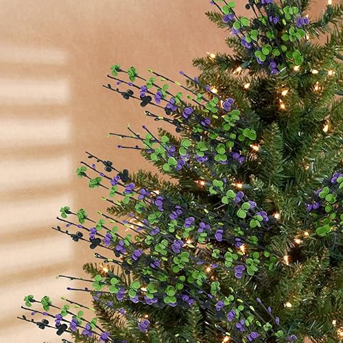 Miniatura 9 de 6 piezas de flores de jazmín artificiales largas, tallos florales de Halloween con flores de jazmín negro, naranja y blanco, tallos de flores de