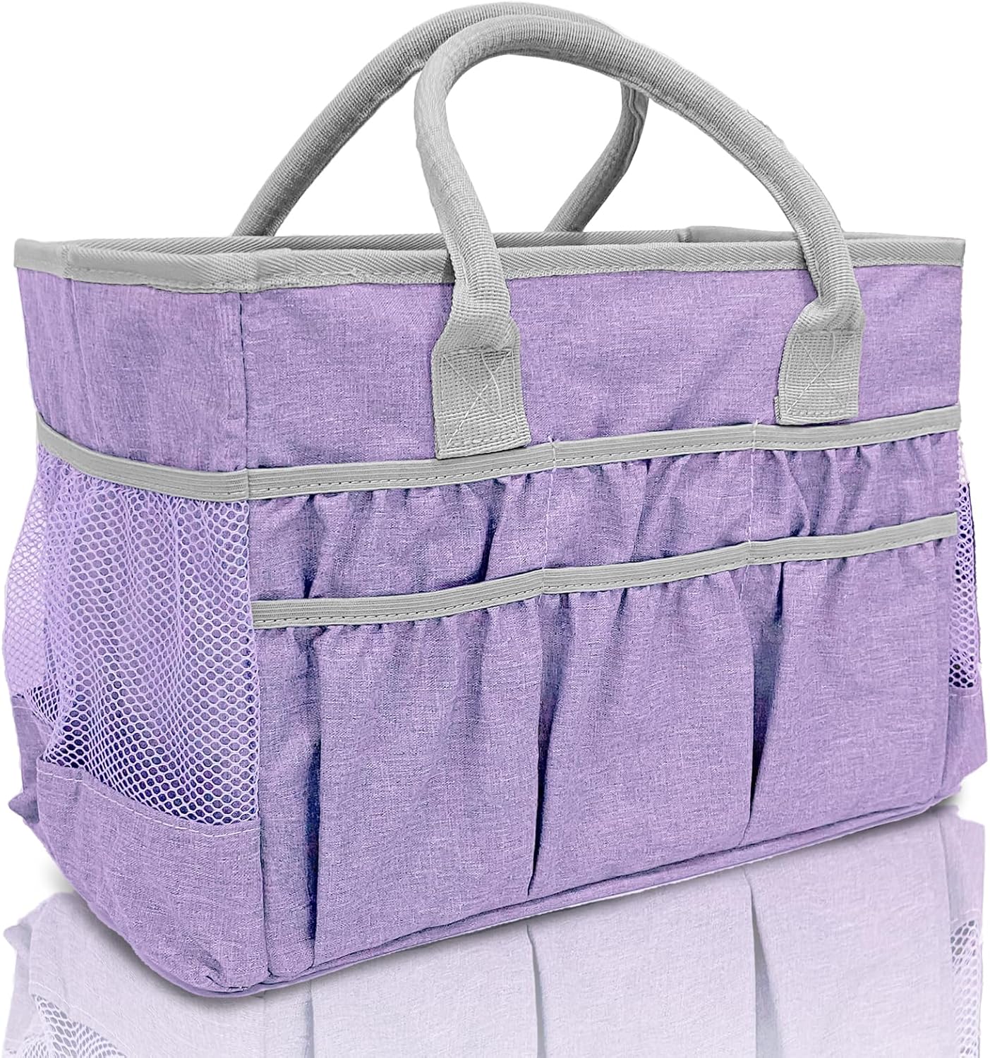 Cupohus Water-Resistant Art Organizer Tote Bag - Craft Storage Bag with Multiple Pockets and Handles for Artists, Kids, Students, and More – Lilac