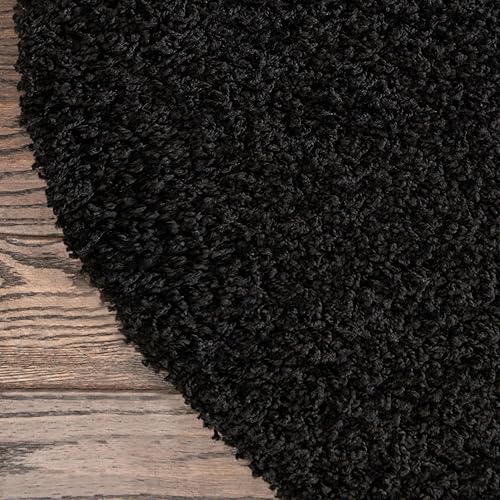 Miniatura 9 de Unique Loom Solid Shag Collection - Alfombra de área (5 pies 1 pulgada x 8 pies, ovalada, negro azabache)