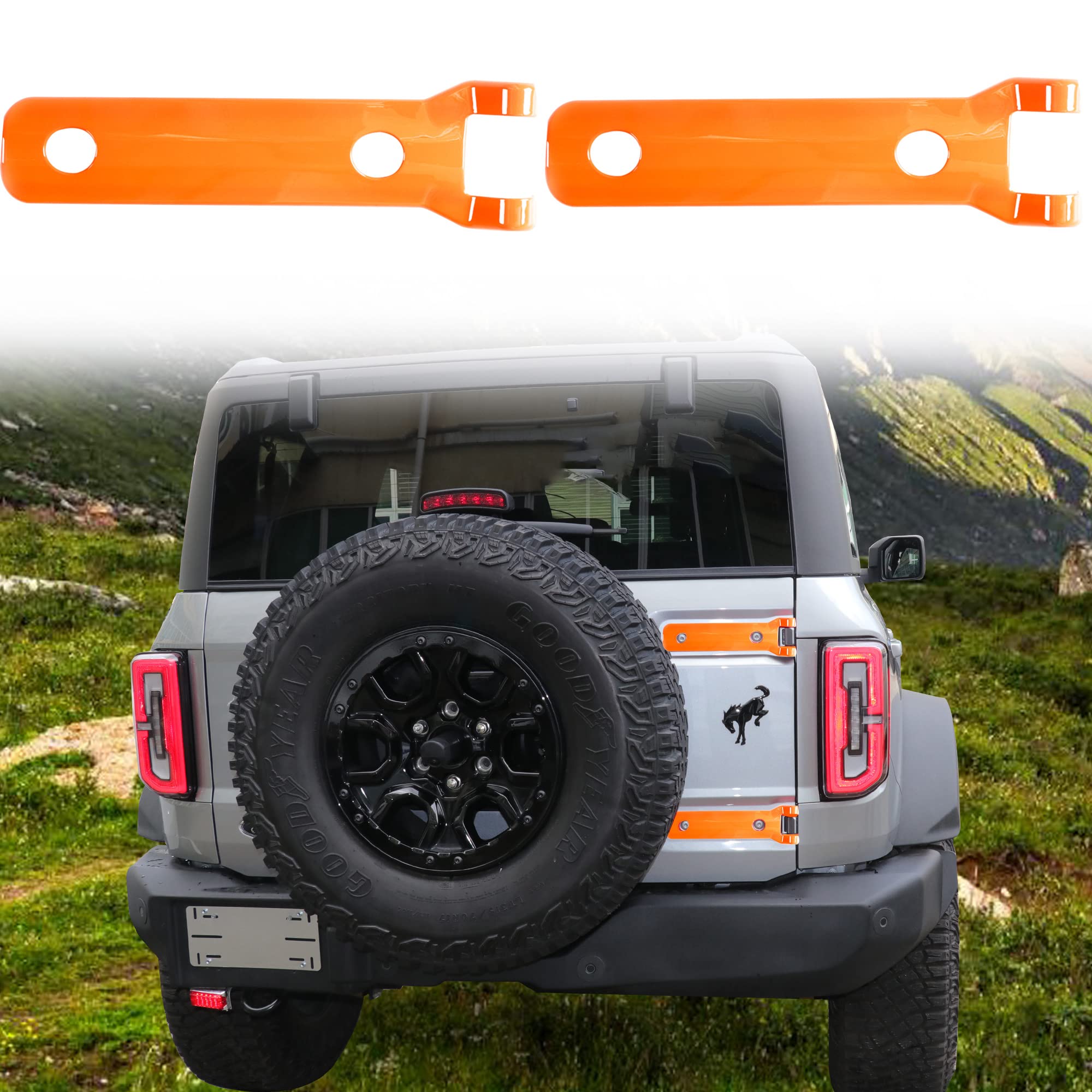 Tailgate Hinge Cover Rear Door Hinge Liftgate Trim Exterior Accessories Decoration for 2021+ Ford Bronco Accessories, 1 Pair (Orange)