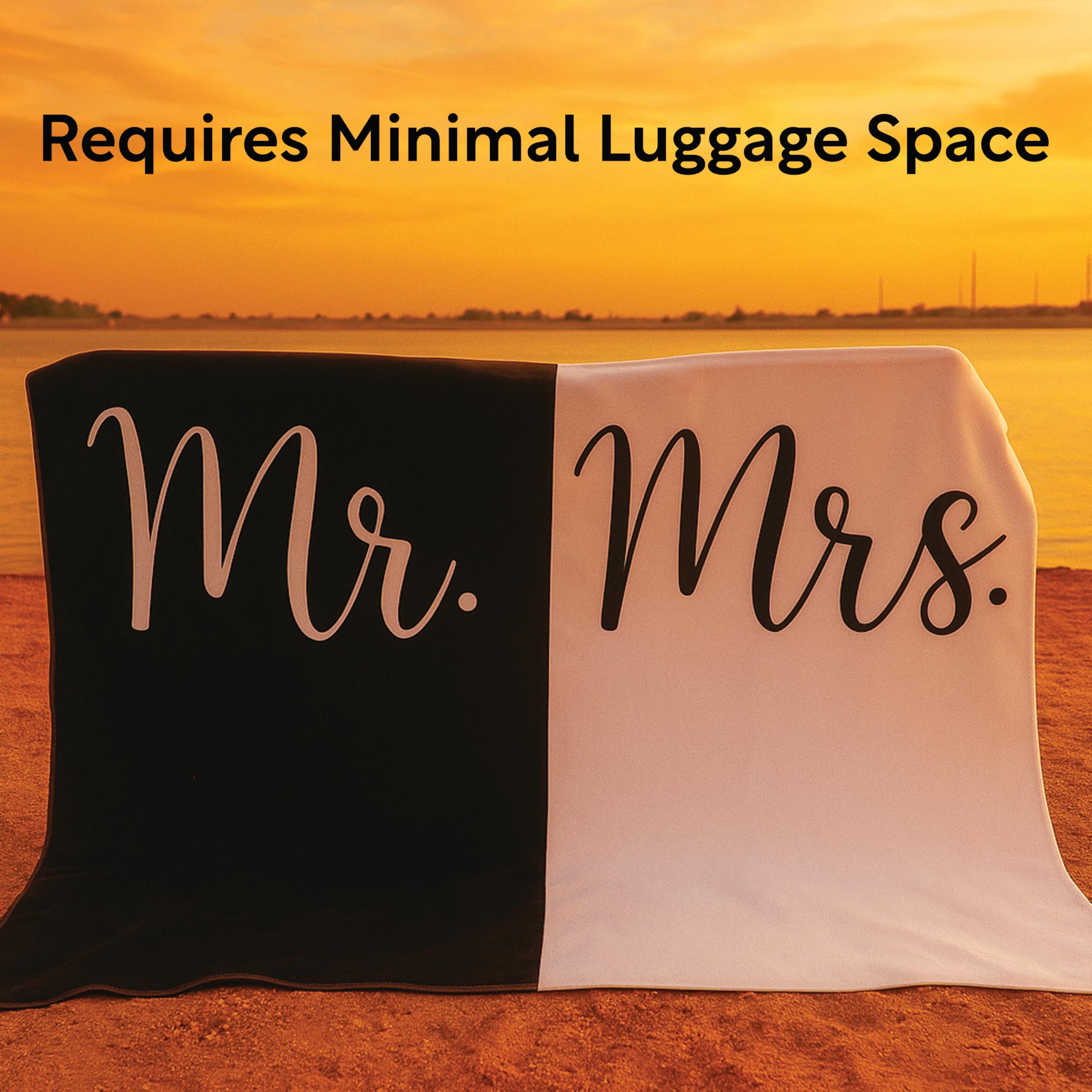 Ethisa Mr and Mrs - Asciugamano da spiaggia con scritta Honeymoon Just Married, regalo di nozze per coppia di sposi, set di asciugamani condivisibili per sposi e sposi, sottile telo da spiaggia per