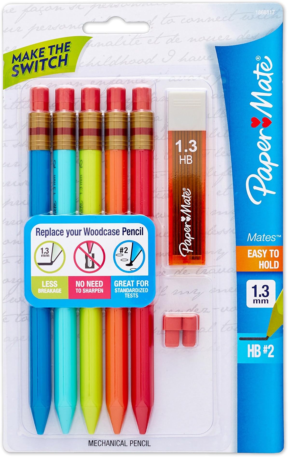 Paper Mate 1868817 Mates 1.3mm Mechanical Pencil Starter Set,Assorted Colors