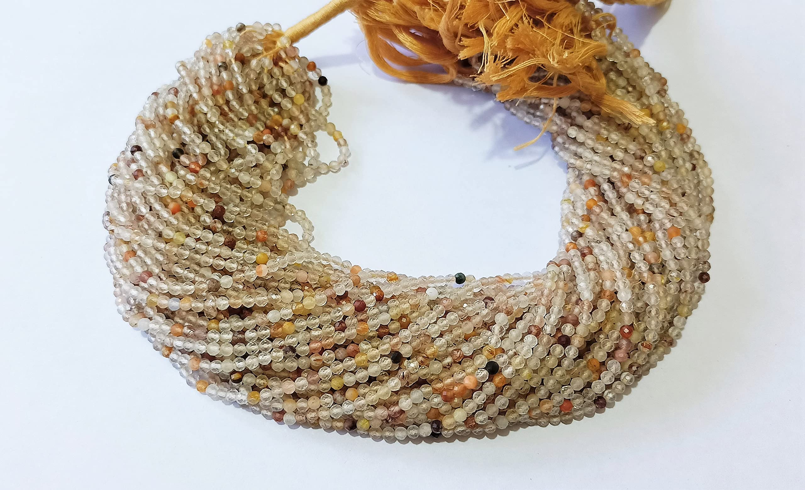 Naturalny miedziany rutylowy kwarc fasetowany okrągłe koraliki około 3 mm | sznurek 30 cm | koraliki do biżuterii DIY - kolczyki, bransoletka, łańcuszek na kostkę, naszyjnik, 10 pasemek