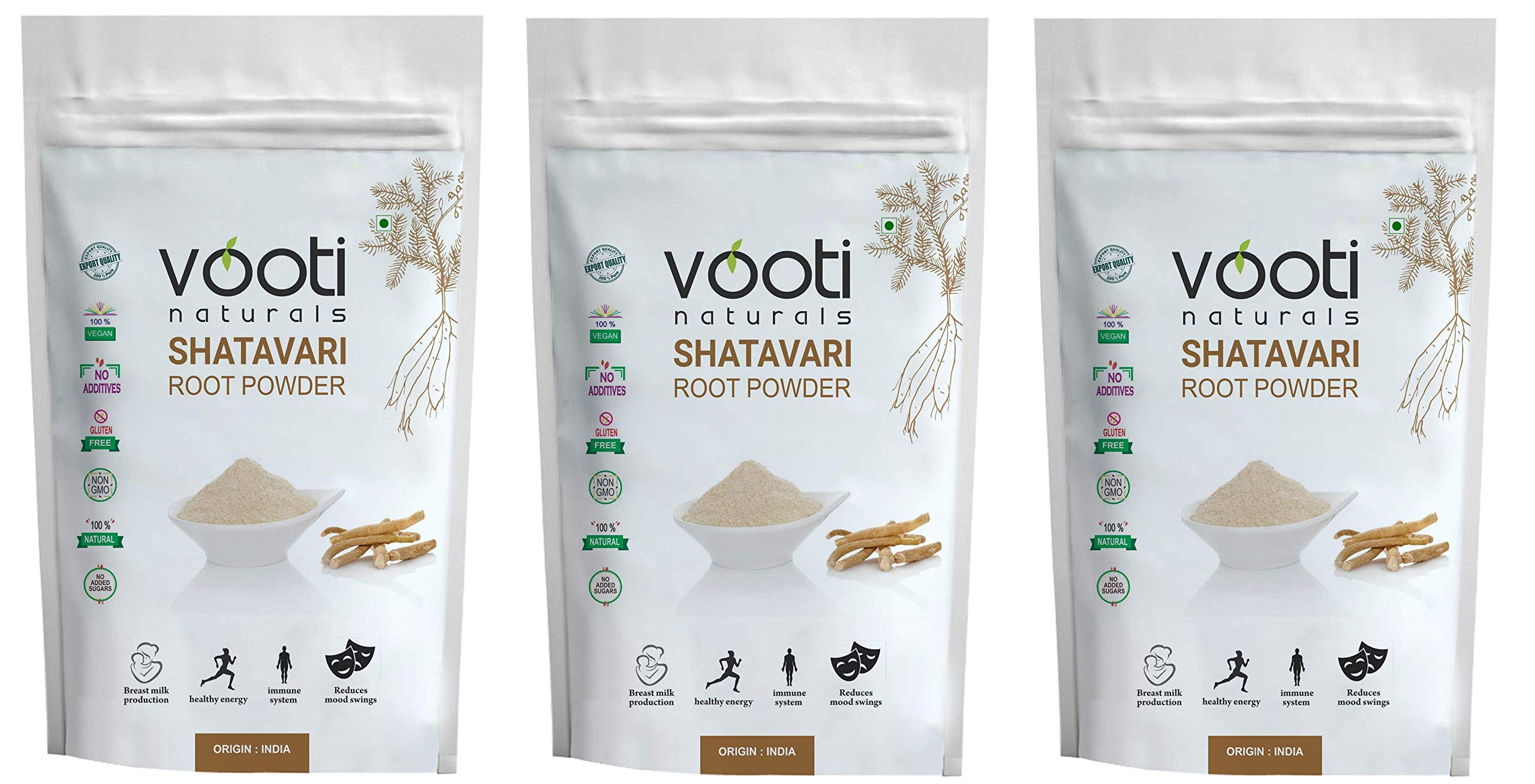 Vooti Naturals SHATAVARI (Asparagus racemosus) Powder 100% Pure 100 gm-Pack of 3