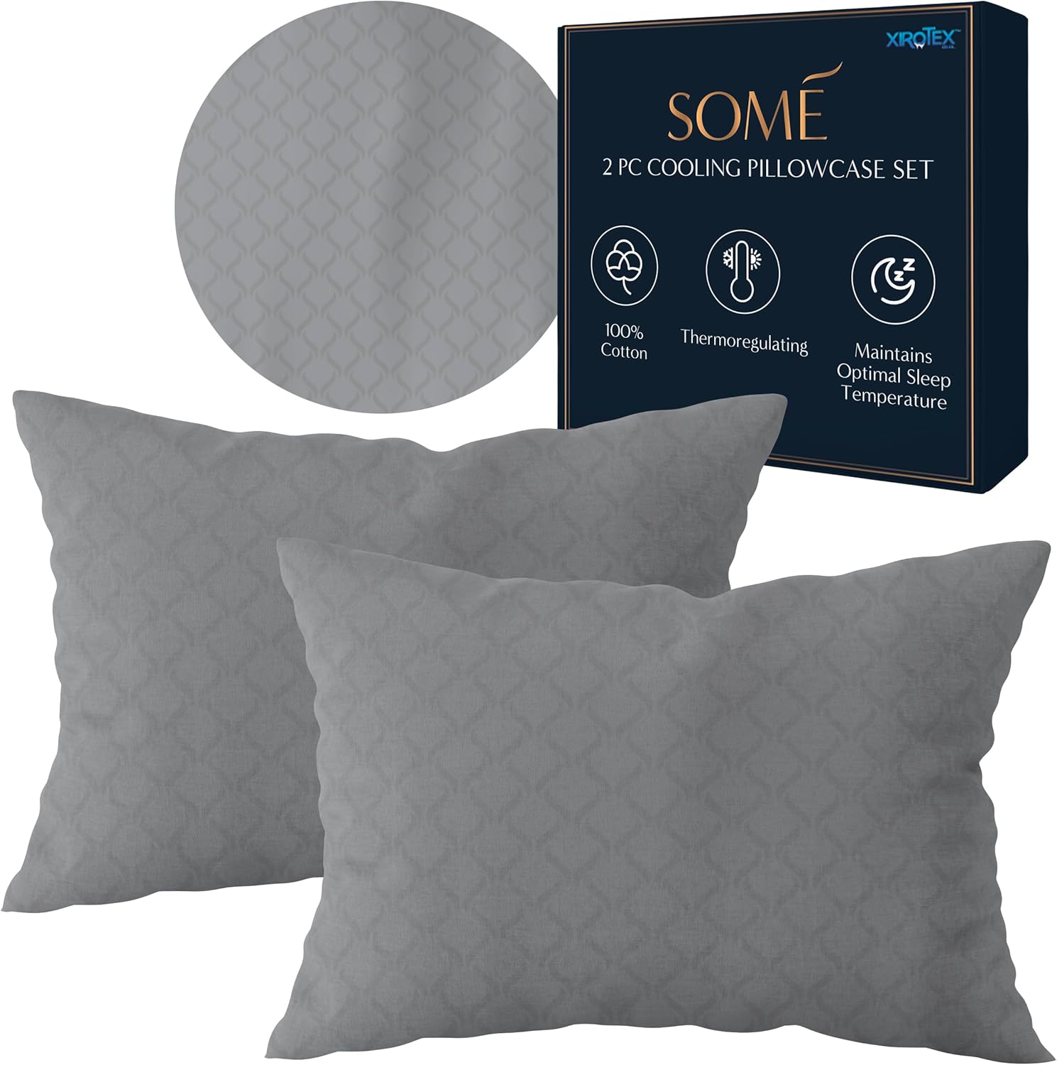 SOMÉ Cooling Pillowcases for Ultimate Temperature Control, Luxury Queen Size 2 Pc Pillowcase Set - Made from Ultra-Soft 400 TC 100% Cotton Pillowcases for Night Sweats and Hot Sleepers, White