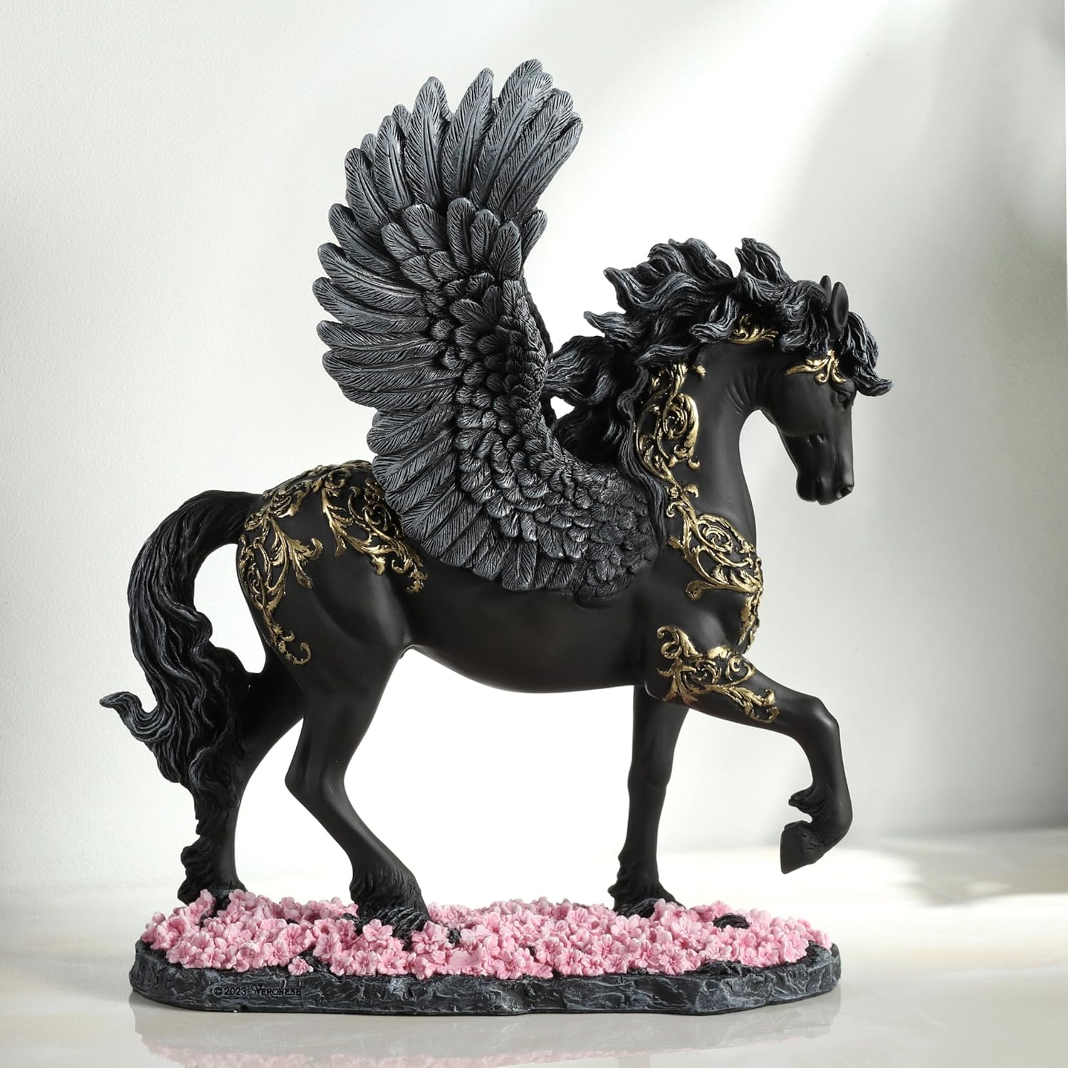 Veronese Design 10 5/8 Inch Winged Divine Black Pegasus Greek Mythology Creature Figurine Hand Painted Resin Horse Sculpture Home Decor