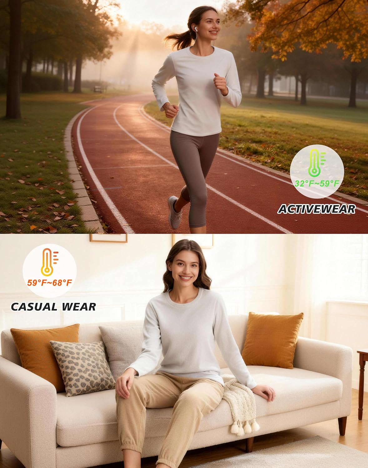 Pioneer Camp Women's Fleece Shirts Long Sleeve Base Layer Running Shirt, Thermal Top Crew Neck Base Layer for Winter - Image 4