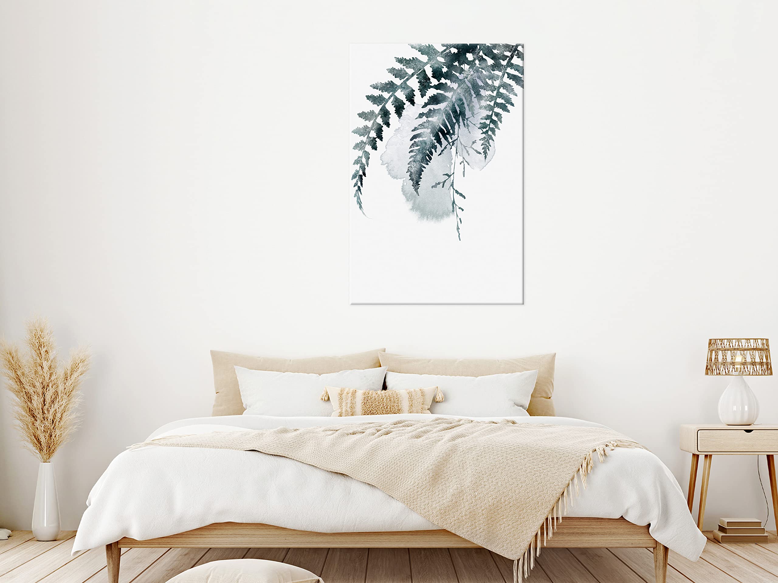 artgeist Acoustic Canvas Wall Art Print Nature 24x35 in - 1pcs Picture with Acoustic Foam Soand Print Artwork Room Acoustics Soundproofing Plants Fern Leaves Like Painted b-A-10212-b-a