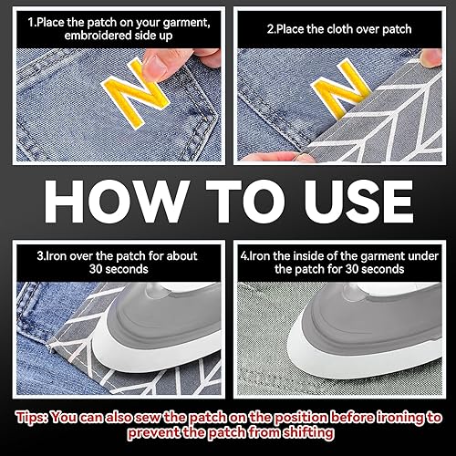 Miniatura 7 de GYGYL - 72 piezas de parches bordados con letras y números, alfabeto negro A-Z, números 0-9 apliques para ropa, vestido, sombrero, calcetines