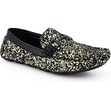 Amali Monty, Metallic Splatter Driving Loafers - Slip On Moccasins for Men - Dress & Casual Shoes