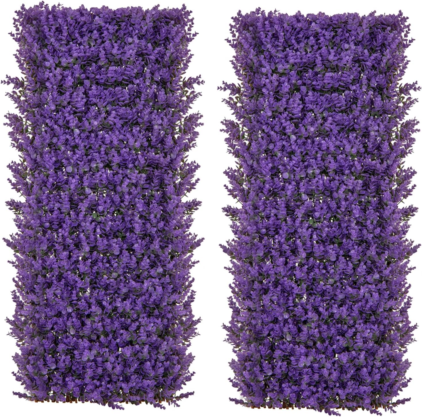 Happygrill Expandable Fence Privacy Screen, Decorative Faux Purple Eucalyptus Fencing Panel for Backdrop, Sun-Protective Indoor Outdoor Artificial Hedge for Garden Balcony Home Wall Patio Decor (2)