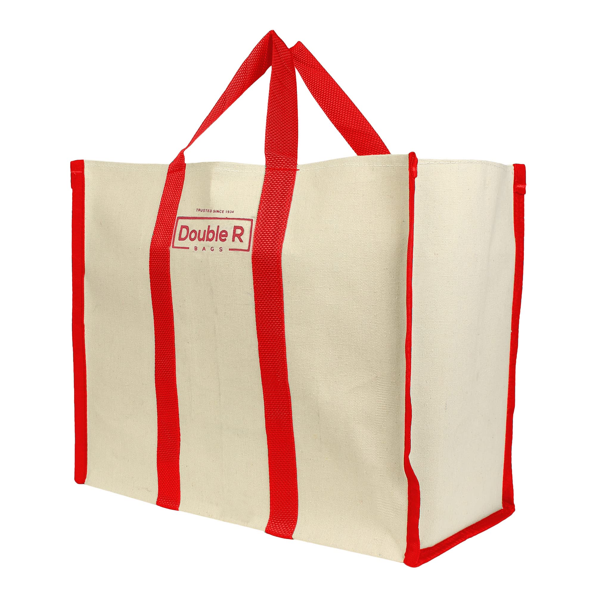DOUBLE R BAGS Heavy Duty Waterproof Big Eco Cotton Canvas Shopping Bags for Carry Milk Grocery Fruits Vegetable with Reinforced Handles jhola Bag - Kitchen Essential (Pack of 3, Red) (B07HYRBC4V) Amazon Price History, Amazon Price Tracker