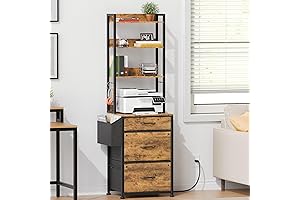 3 Drawer File Cabinet with Chargeable Bookshelf