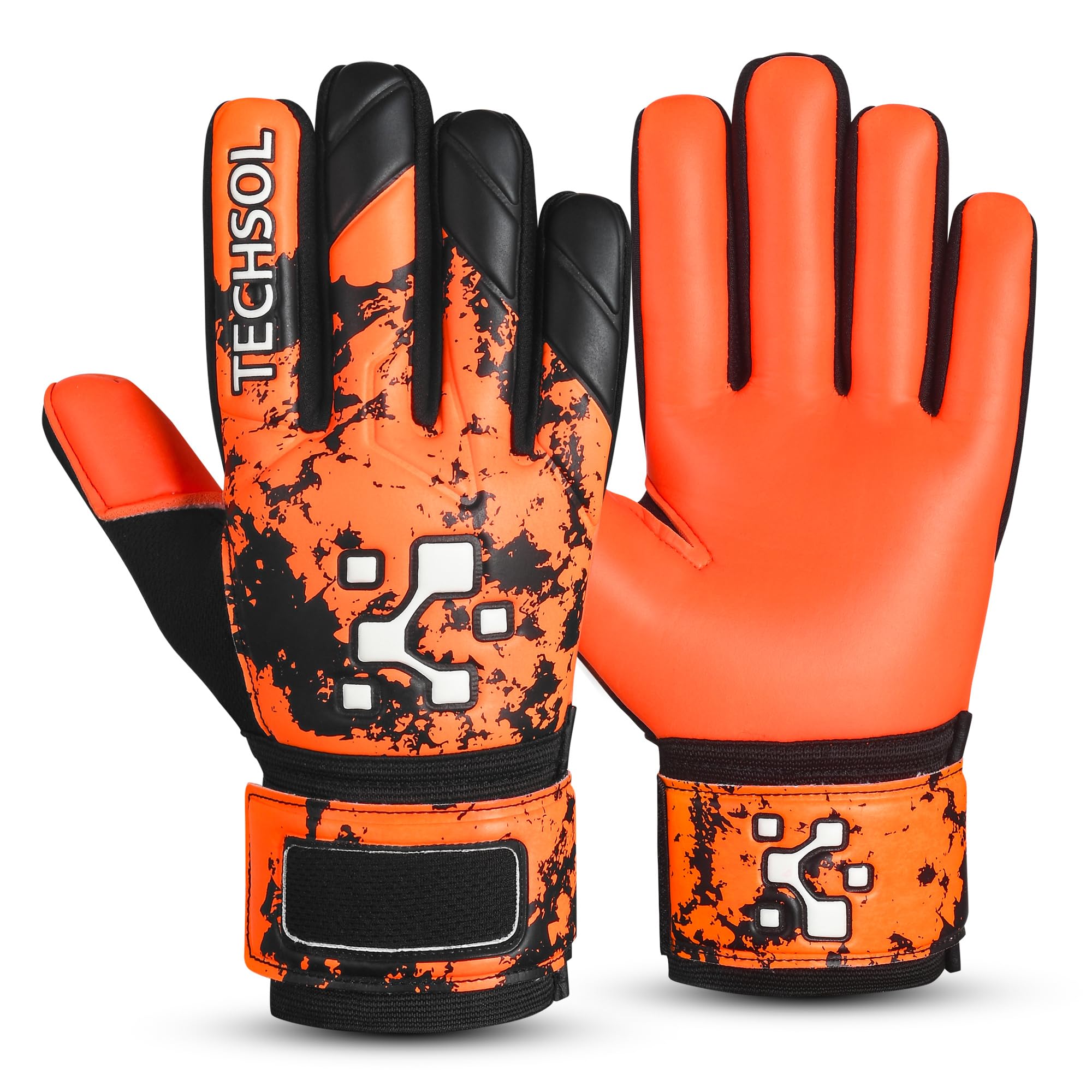 Goalkeeper Goalie Gloves For Boys, Kids Children Youth Football Soccer Gloves Super Grip Latex Palms Goalkeeping Gloves (Fluorescent Orange, Size 3 suitable for 5 to 6 year old)