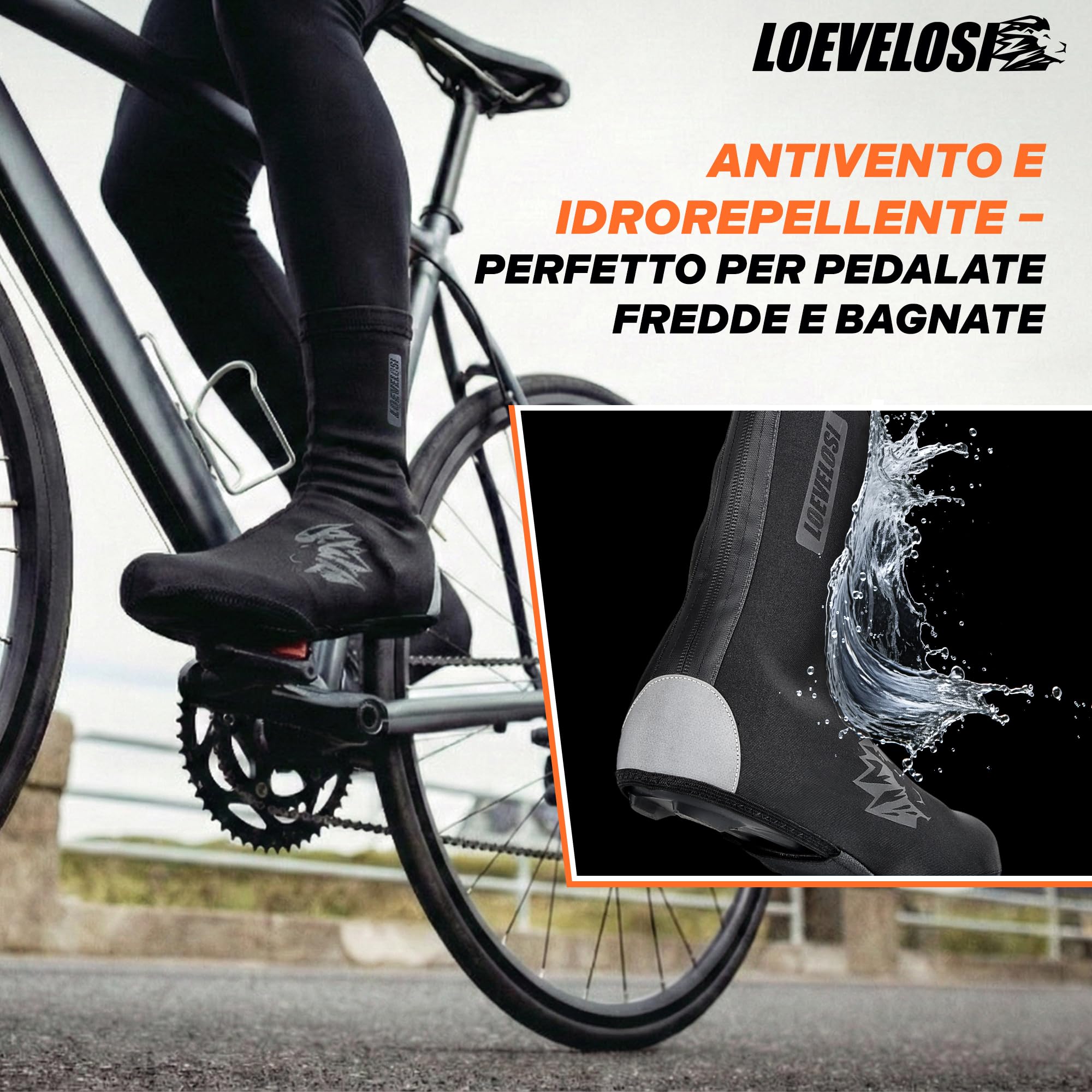 Copriscarpe per bici da corsa, in neoprene, impermeabile, antivento, invernali, per bici da corsa, protezione antipioggia, copriscarpe riflettenti
