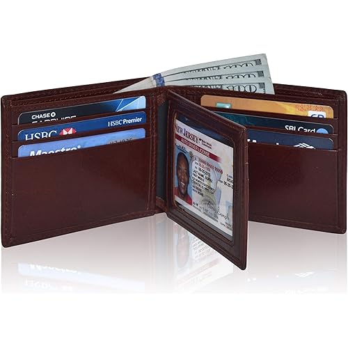 Slim RFID Wallets for Men - Genuine Leather Front Pocket Bifold Wallet