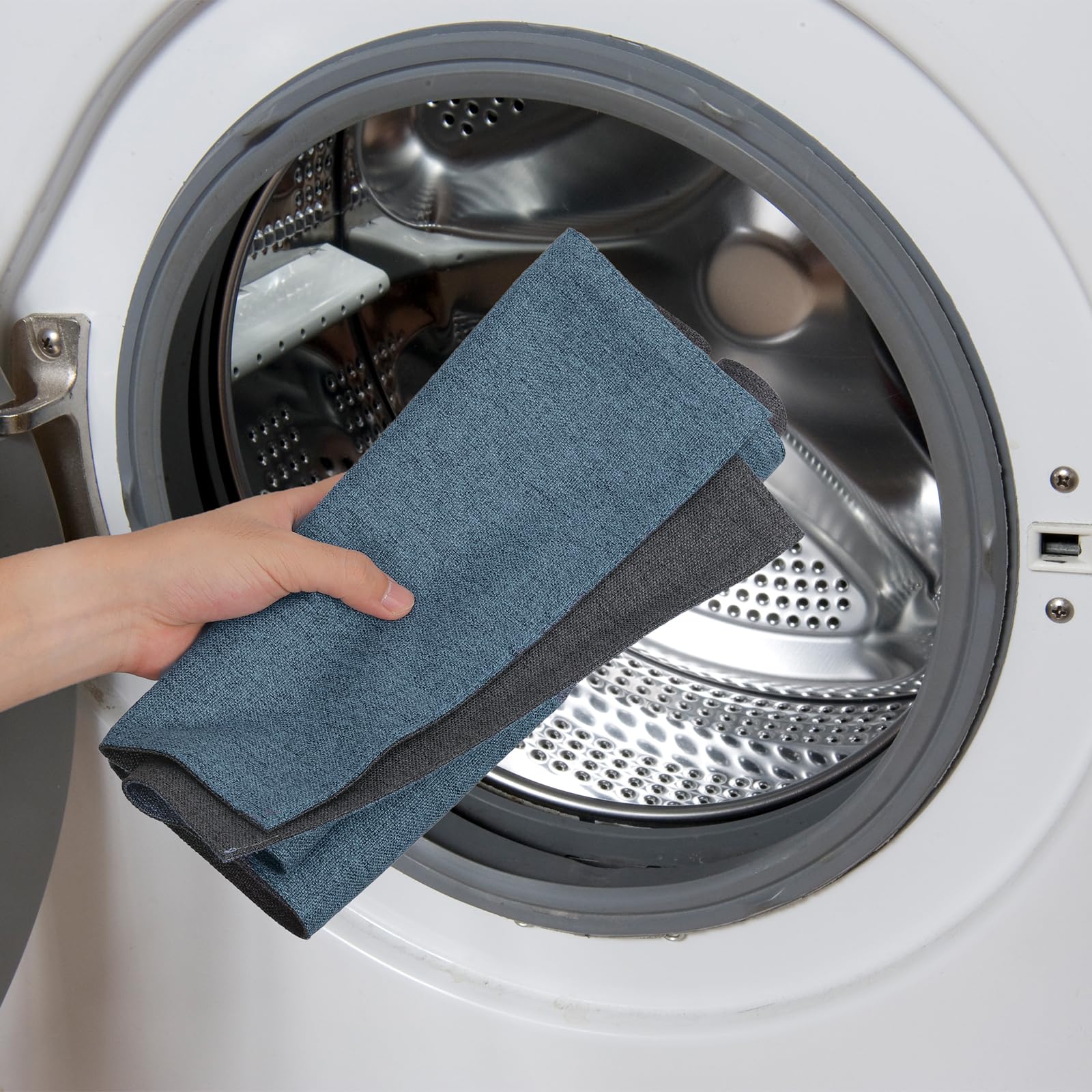 Set 6 Tovagliette In Lino Lavabili | Doppia Faccia Antiscivolo | 45x30 Cm | Grigio E Nero | Per Tavola Di Design