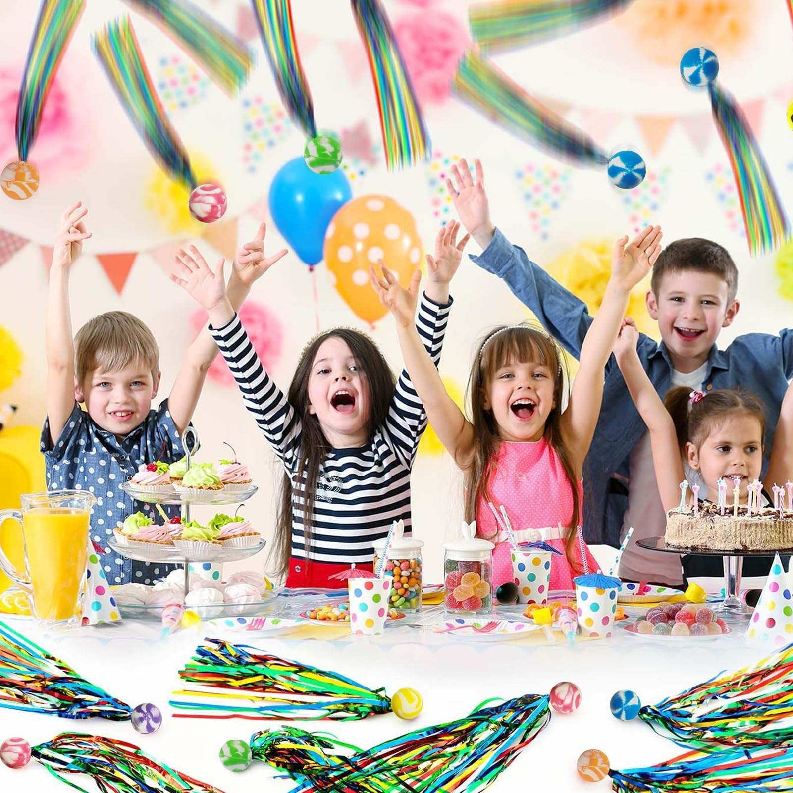 Azyvum 30 Stuks Springballen Met Staart – Kleurrijk, Rubberen Komeetballen – Cadeau Voor Kinderfeestjes, Goed Voor Binnen En Buiten
