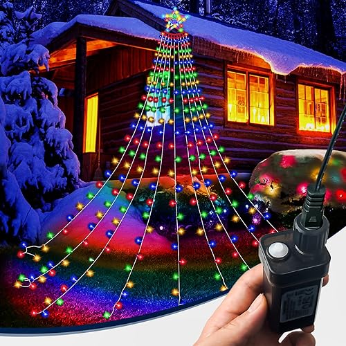 DBF 350 luces LED multicolor de Navidad, luces de cascada de Navidad de 12.5 pies, 8 modos de luces de Navidad impermeables para exteriores con disponible en Yaxa Colombia