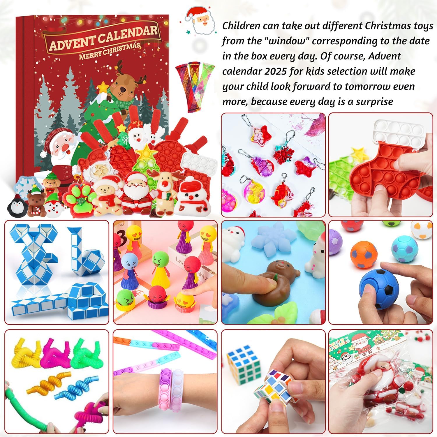 Fidget Advent Calendars 2025 For Kids,24 Days of Surprises Fidget Toys, Christmas Countdown Advent Calendars,Xmas Party Favors Stocking Stuffer Gifts Sensory Toy Surprise Gifts For Boys Girls - Image 3