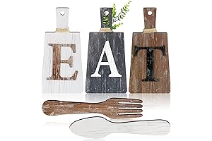 Jetec Wooden Rustic Cutting & Eat Sign Set - Farmhouse Kitchen Decor