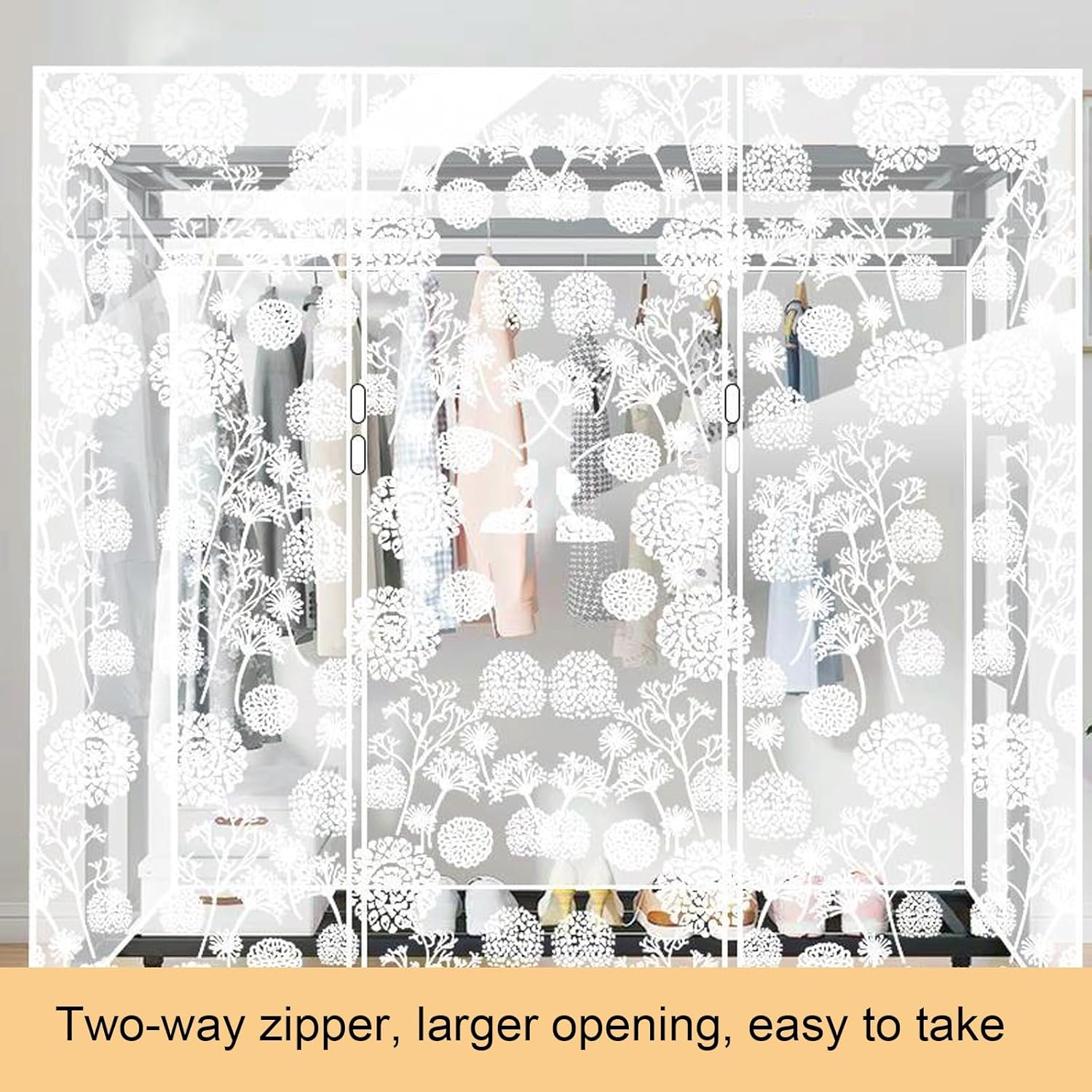 Clear Garment Bags, Clothes Covers Protecting Dusts, Fixed with Bottom Straps, Adapt to X-Shaped or Double Pole Clothes Drying Racks(180x95x150cm/71x37x59in)