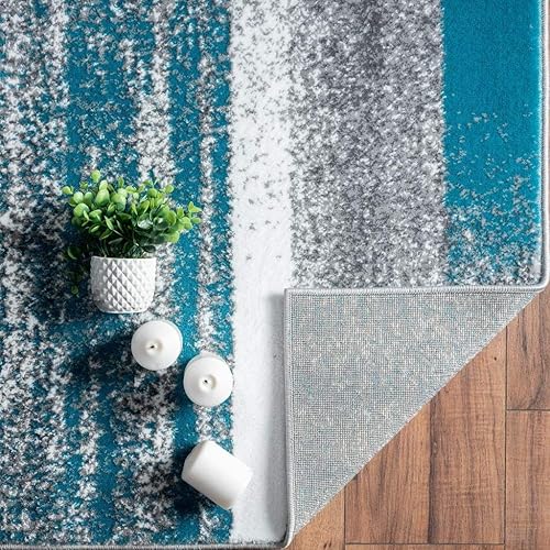 Miniatura 7 de LUXE WEAVERS Lagos Collection 9248 - Alfombra geométrica Art Deco turquesa de 2 x 3 pulgadas