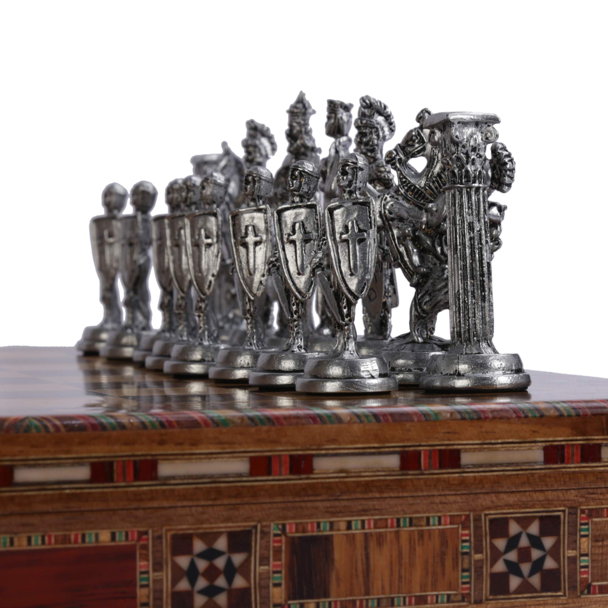 (Nur 32 Teile) Mittelalterliches Britisches Army Antique Copper Metal - Handgefertigte Schachfiguren (ohne Brett)