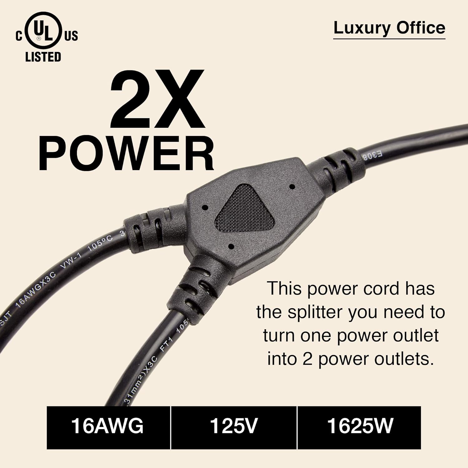 Buу 2 gеt 3 2 Way Power Splitter and 1' Extension Cord - 1 to 2 Cable Strip With 3 Pronged Outlet and Y Style Extension Cord – 3 Pack - Black - SJT 16 AWG – By Luxury Office Bіg Sаlе 2 Way Power Splitter and 1' Extension Cord - 1 to 2 Cable Strip With 3 Pronged Outlet and Y Style Extension Cord – 3 Pack - Black - SJT 16 AWG – By Luxury Office