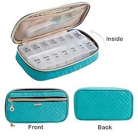 BAGSFY Pill Organizer Case 2 Times a Day- Weekly Medicine Organizer Travel Pill Box with Removable 7 Day Medicine Case Container for Fish Oil, Vitamin, Supplement